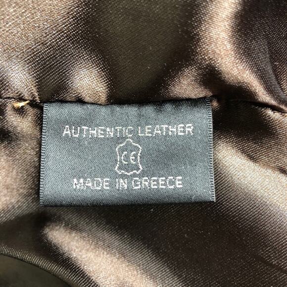 Leather Moto Jacket in chocolate brown gold zip - Picture 8 of 9